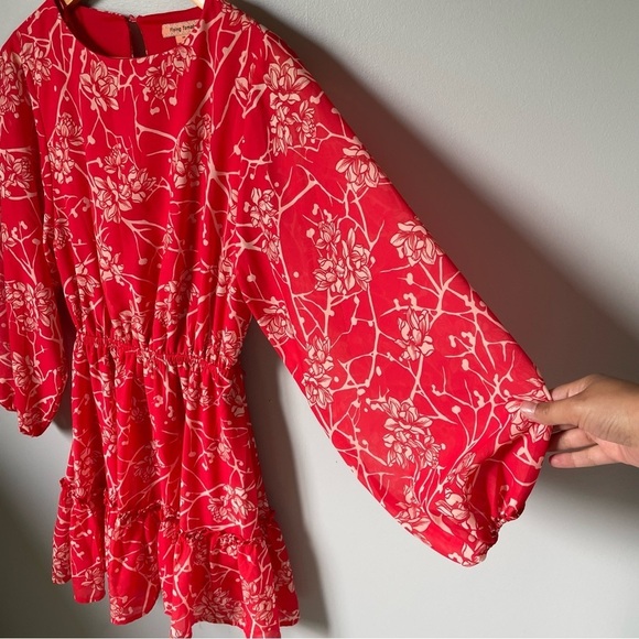 Flying Tomato, Women's, Mid-Dress, Long-Sleeved, Size XS, Color Red and Tan - Picture 8 of 10